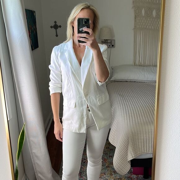 Open Edit Unstructured Blazer Ivory Size Small - Picture 1 of 9